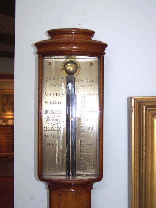 A Fine Contemporary Mahogany Stick Barometer made in Lisbon, Portugal, circa 1960